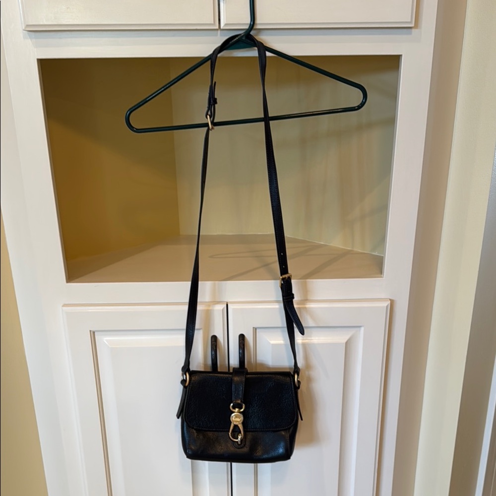 Black Leather Crossbody Bag with Gold Hardware - Picture 5 of 8